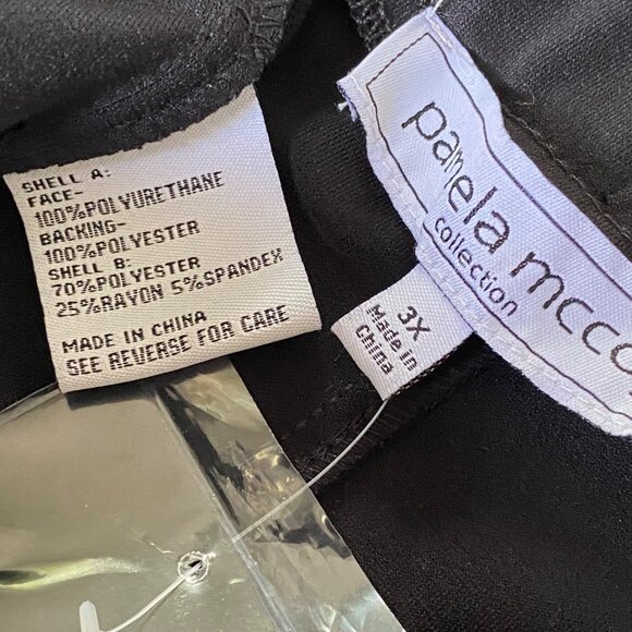Pamela McCoy Faux Tapered Leather Pants Plus Size 3X Pull On PU Black Slits NWT - Picture 3 of 8